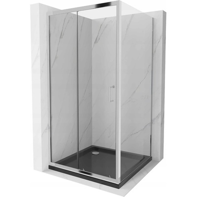 Mexen Apia плъзгаща се душ кабина 90 x 90 см, прозрачна, хром + плосък черен (840-090-090-01-00-4070)