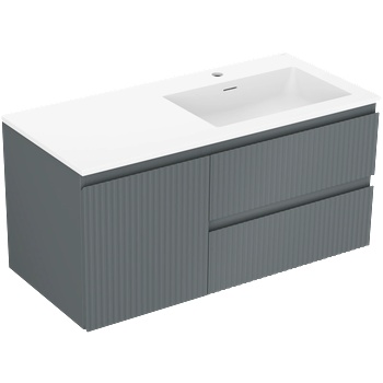 Mexen Rivel шкаф за баня 100 см с мивка Otis дясна, 2S, 1D, набраздена, графит/бял мат - 91A23-10047-3-BBFFF66-W18P01 (91A23-10047-3-BBFFF66-W18P01)