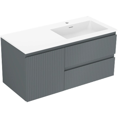 Mexen Rivel шкаф за баня 100 см с мивка Otis дясна, 2S, 1D, набраздена, графит/бял мат - 91A23-10047-3-BBFFF66-W18P01 (91A23-10047-3-BBFFF66-W18P01)