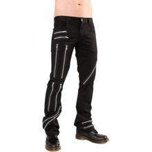 Black Pistol kalhoty gothic Zipper Pants Denim Black