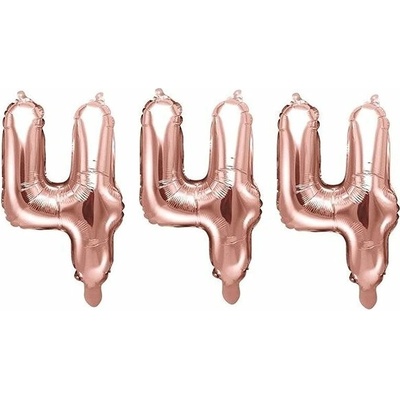 PARTYDECO Balón fóliový číslica ružovo-zlatá rose gold 4 35 cm nemožno plniť héliom FB10M-4-019R