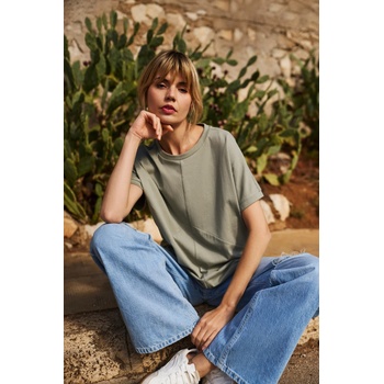 Moodo Каки дамска свободна тениска Moodo Moodo | Zelen | ЖЕНИ | XS