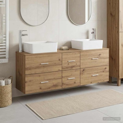 vidaXL Комплект шкафове за баня 3 бр. Дъб артизан 53 x 34, 5 x 63 см (3405866)