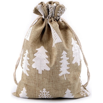 Prima-obchod Dárkový pytlík stromeček 13,5x19,5 cm imitace juty, barva režná přírodní