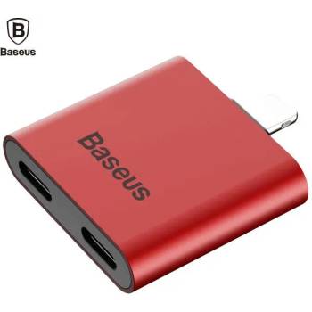 Baseus Double Lightning Adapter L39 - двоен Lightning адаптер за устройства с Lightning порт (червен)