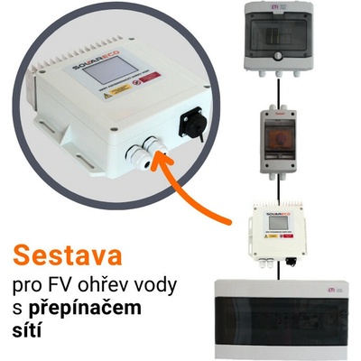 SolarEco solární set pro ohřev vody s přepínačem sítí MPPT DZD1.x Mini AC 2,5kW