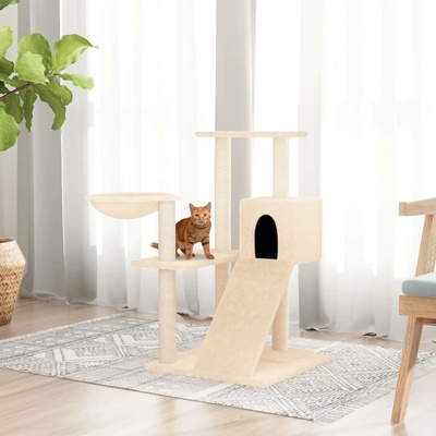 VidaXL Škrabadlo s domečkem a hamakou krémové 73 x 49 x 82 cm – Hledejceny.cz