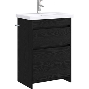 vidaXL Комплект мебели за баня Черен дъб 61 x 40 x 84, 5 см (3404259)