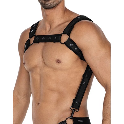 Cut4Men H4RNESS NEO HARNESS Neon Black neoprenový z umělé kůže