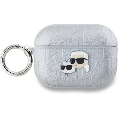 Karl Lagerfeld PU ембоснат калъф Karl and Choupette Heads за AirPods Pro 2 Сребърен (KLAP2PGKCPS)