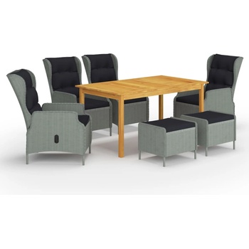 vidaXL Градински трапезен комплект, 7 части, светлосив (3067845)
