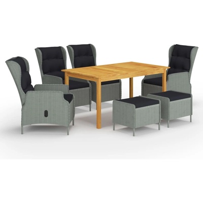 vidaXL Градински трапезен комплект, 7 части, светлосив (3067845)