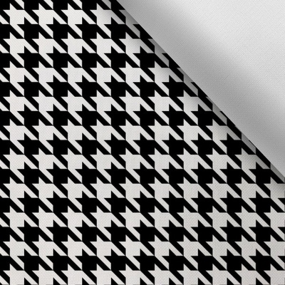Takoy Látka s potiskem nepromokavý polyester TD/NS kohoutí stopa černo-bílá 2x2 cm