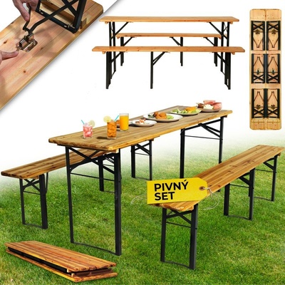 STREND Set Pivní DORTMUND Standard3, stůl 175x46x77 cm, 2x lavice 175x23x47 cm, dřevo 25 mm ST802027A
