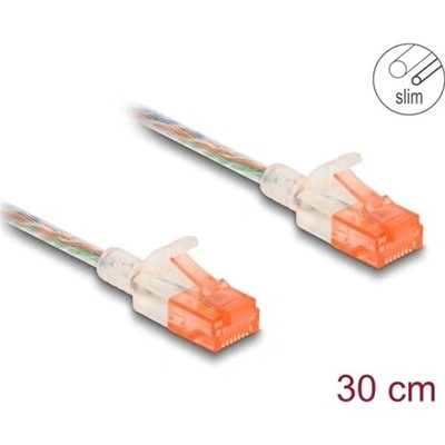 Delock Мрежов кабел RJ45 Cat. 6A UTP Slim 0.3m прозрачен, Delock 80351 (80351)