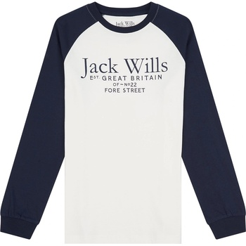 Jack Wills Детска тениска Jack Wills Raglan Long Sleeve T-Shirt Junior Boys - Marshmallow