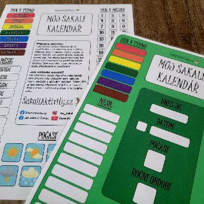 Můj Šakalí kalendář Provedení: Polotovar - tištěný + laminovaný + potřebné doplňky, Barva: Zelená