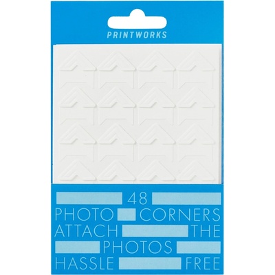 Printworks Ъгълчета за снимки, комплект от 48 бр. , самозалепващи се, бял, хартия, Printworks (PRPW00635)