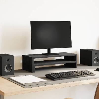 vidaXL Стойка за монитор, черен дъб, 54x22x15 см, инженерно дърво (868089)