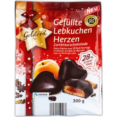 Goldora perníčková srdíčka v hořké čokoládě plněná meruňkovou náplní 300 g – Zbozi.Blesk.cz