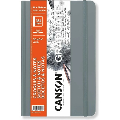 Canson Graduate Art Book skicár v pevnej väzbe 90 g/m² 184 listov 14 x 21,6 cm Light Grey