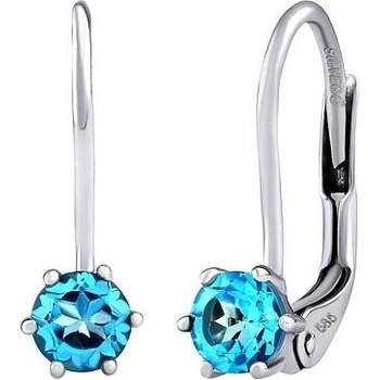 Silvego Zlaté náušnice Darine z bieleho zlata s prírodným modrým Topazom JSW2234GYTS4KL