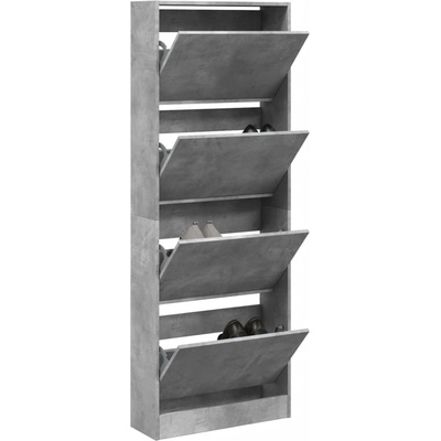 vidaXL Шкаф за обувки, бетонно сив, 60x21x163, 5 см, инженерно дърво (839906)