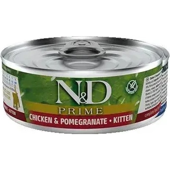 Farmina N&D Prime Cat Chicken & Pomegranate Kitten мокра храна за подрастващи котенца, бременни или кърмещи котки, с пиле и нар 70gr