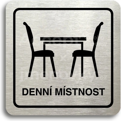 ACCEPT Piktogram denní místnost - stříbrná tabulka - černý tisk