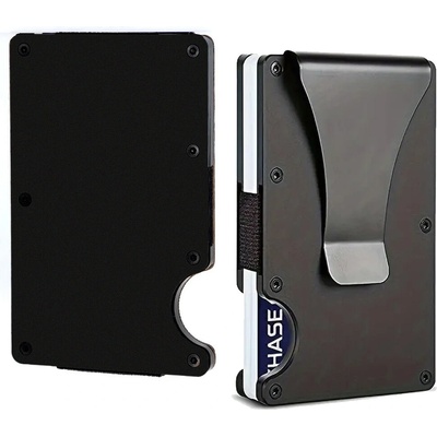 Handel Kovová minimalistická peňaženka s RFID ochranou Dekor / čierna