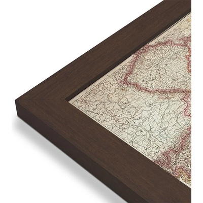 ZES Rakousko - Uhersko 1890 - nástěnná mapa 86 x 67 cm Varianta: mapa v dřevěném rámu, Provedení: Pegi skořice