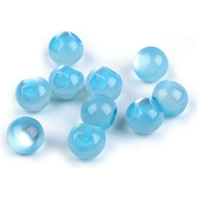 Perla k našití / knoflík kočičí oko Ø10 mm, střední, 3 modrá světlá