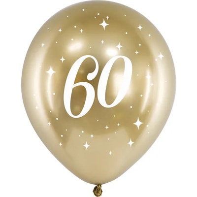 PartyDeco Латексови балони - златисти число 60 6 бр