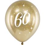 PartyDeco Латексови балони - златисти число 60 6 бр