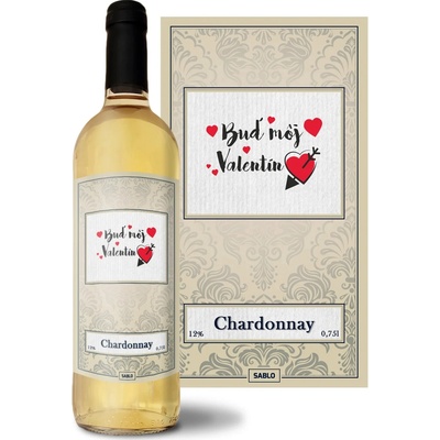 Sablio Buď môj Valentín Chardonnay biele suché víno 12 % 0,75 l (čistá fľaša)