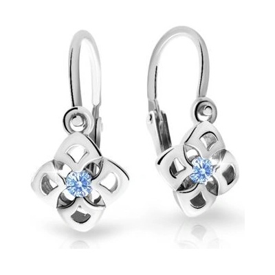 Danfil dětské náušnice C2258 z bílého zlata s kamínkem Arctic Blue