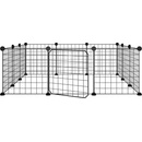 Shumee 171623 Ohrádka s dvířky 12 panelů černá, 35 x 35 cm ocel