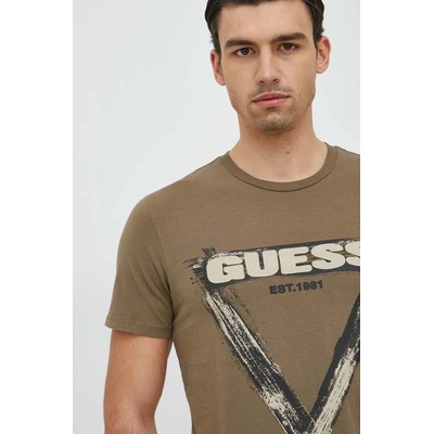 Guess Памучна тениска Guess в зелено с принт (M3RI64.KBDL0)