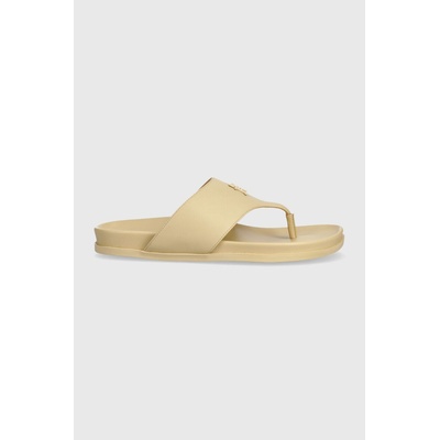 Tommy Hilfiger Кожени джапанки Tommy Hilfiger THONG COMFORT SANDAL в бежово с равна подметка FW0FW08042 (FW0FW08042)