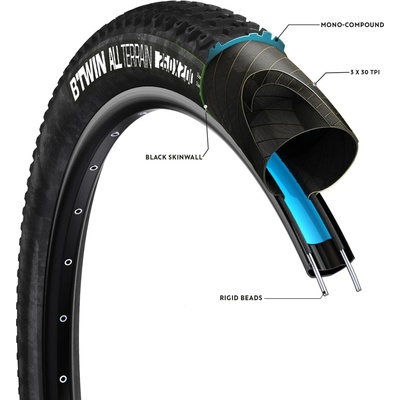 BTWIN na horské kolo All Terrain 5 Speed s pevnou patkou 26x2,00"