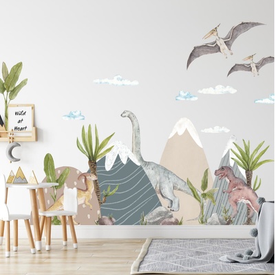 INSPIO 9327f Samolepky do dětského pokoje - Dinosauří svět, velikost 90 x 170/90 cm