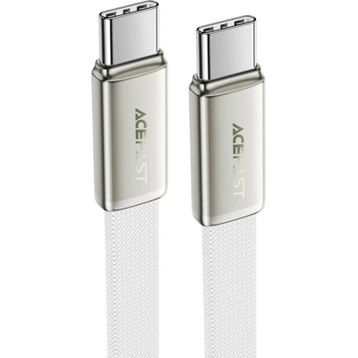ACEFAST Кабел за данни Acefast (C24-03) - Type-C към Type-C, 60W, плосък дизайн, 1.2м - Бял