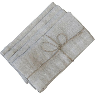 Chic Antique Set 4ks šedý ľanový obrúsok s rozstrapkanými okrajmi 40x40cm