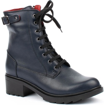 Дамски боти в тъмно син цвят от естествена кожа