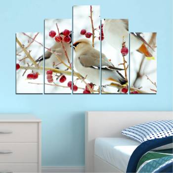 Vivid Home Картини пана Vivid Home от 5 части, Птици, Канава, 110x65 см, 5-та Форма №0213