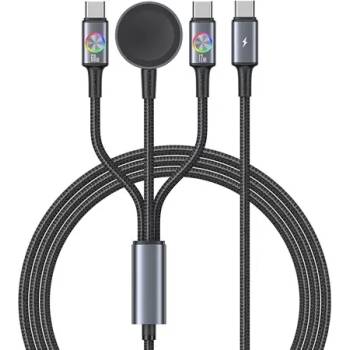 Image 1 of USAMS Кабел за бързо зареждане и данни USAMS SJ754 72W With Colorful Light Type-C To Type-C + Type-C + Watch Wireless Charger (SJ754USB01)