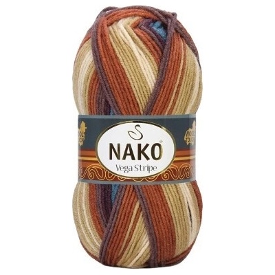 Nako Pletací příze Nako Vega Stripe 82420 - hnědá