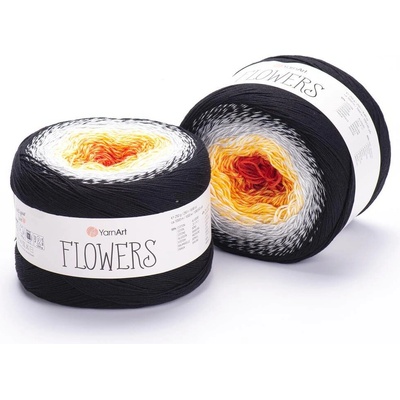 Yarn Art příze Flowers 259 cihlová, žlutá, šedá, černá