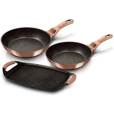 Berlingerhaus Sada panvíc s mramorovým povrchom 3 ks Rosegold Metallic Line