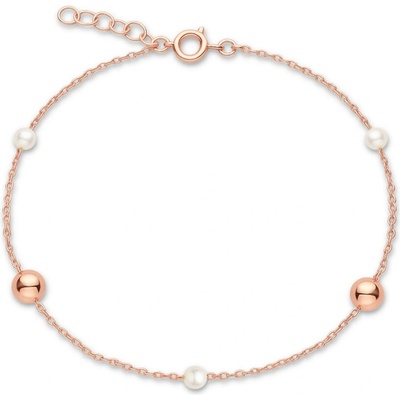 MINET JMG0305WRB16 - Zlatý náramek z růžového zlata s kuličkami a perlami Au 585/1000 1,80g